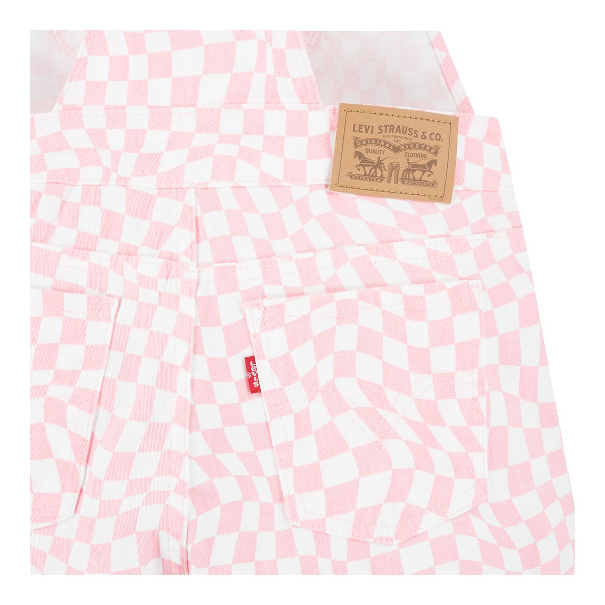 Levi's Kids' Pink Checkered Denim Shortall