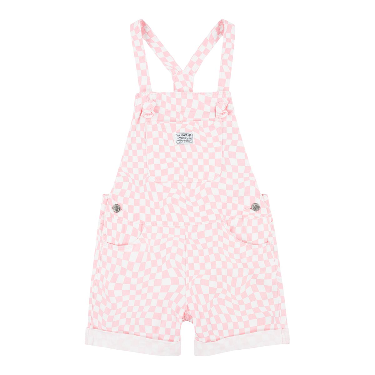 Levi's Kids' Pink Checkered Denim Shortall