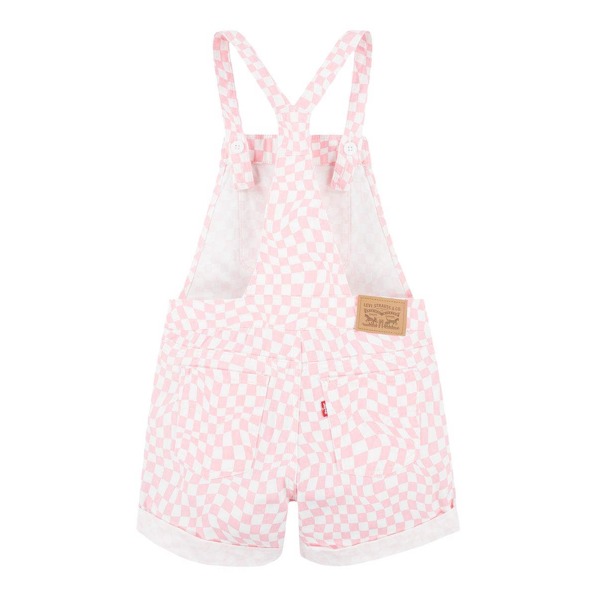 Levi's Kids' Pink Checkered Denim Shortall
