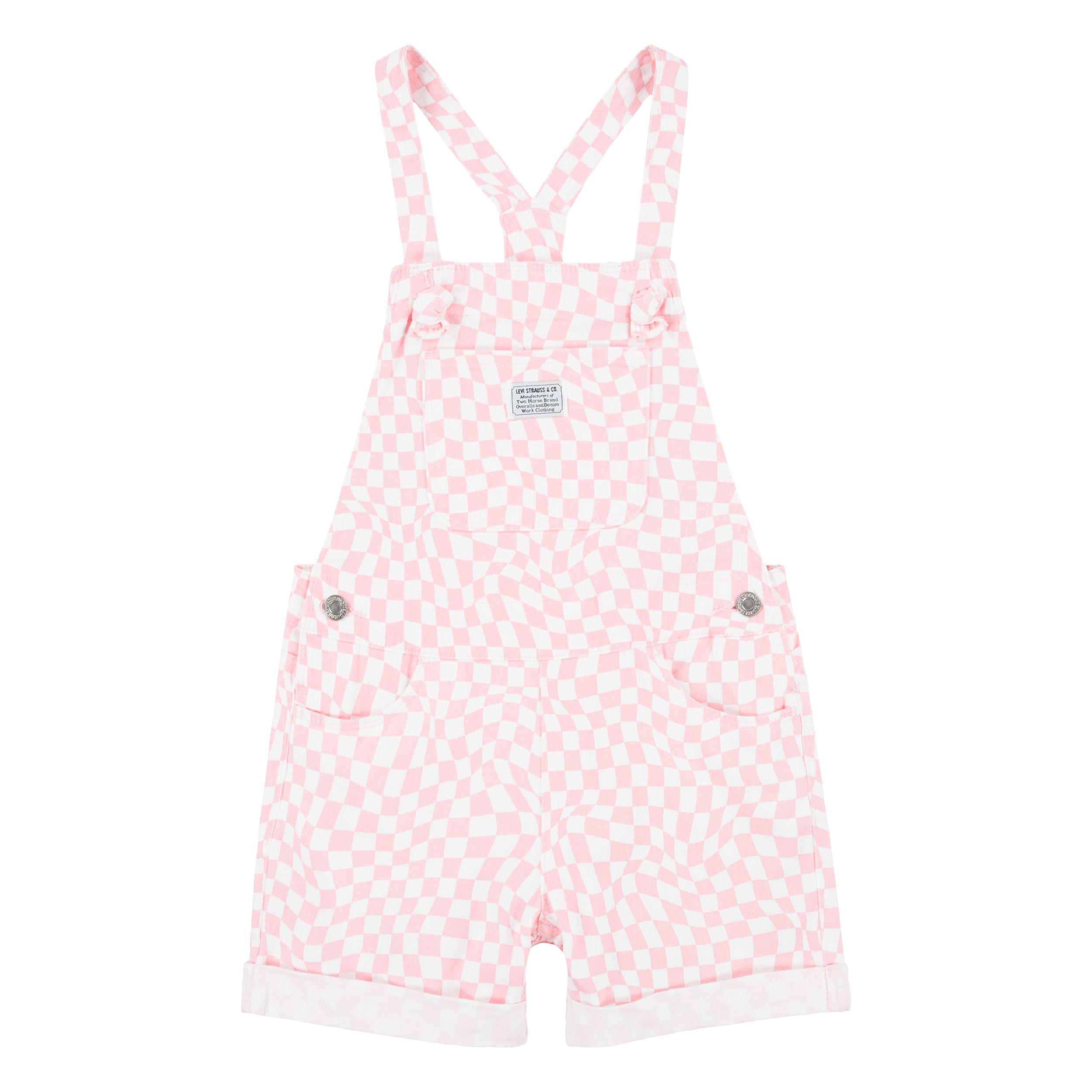 Levi's Kids' Pink Checkered Denim Shortall