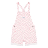 Levi's Kids' Pink Checkered Denim Shortall Front_Flat
