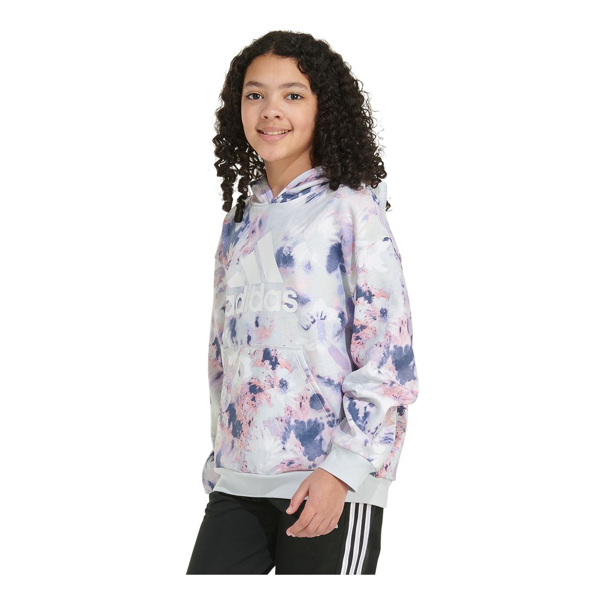 adidas Girls' All Over Print Loose Fit Graphic Hoodie