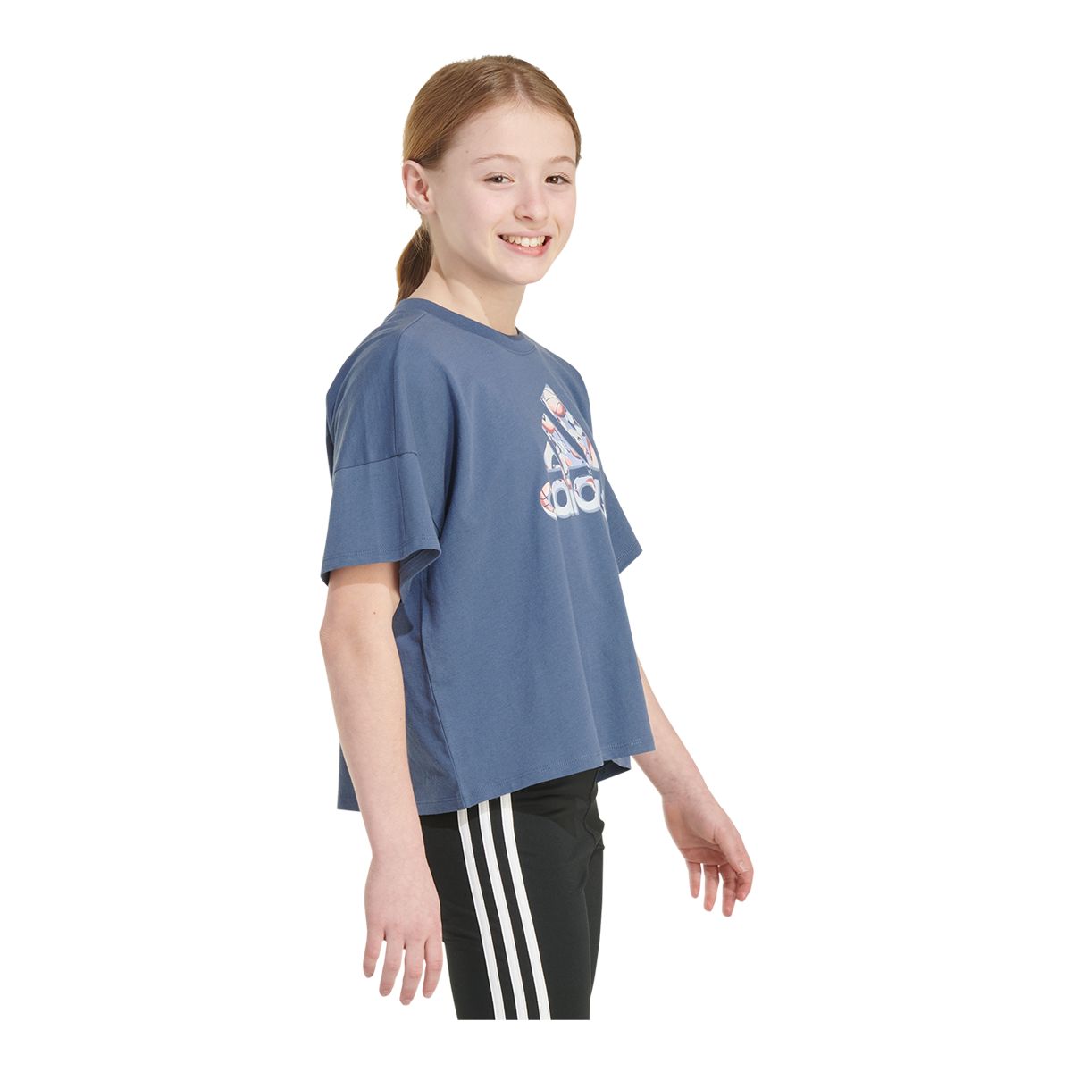 adidas Girls' All Over Print Loose Boxed Graphic T Shirt