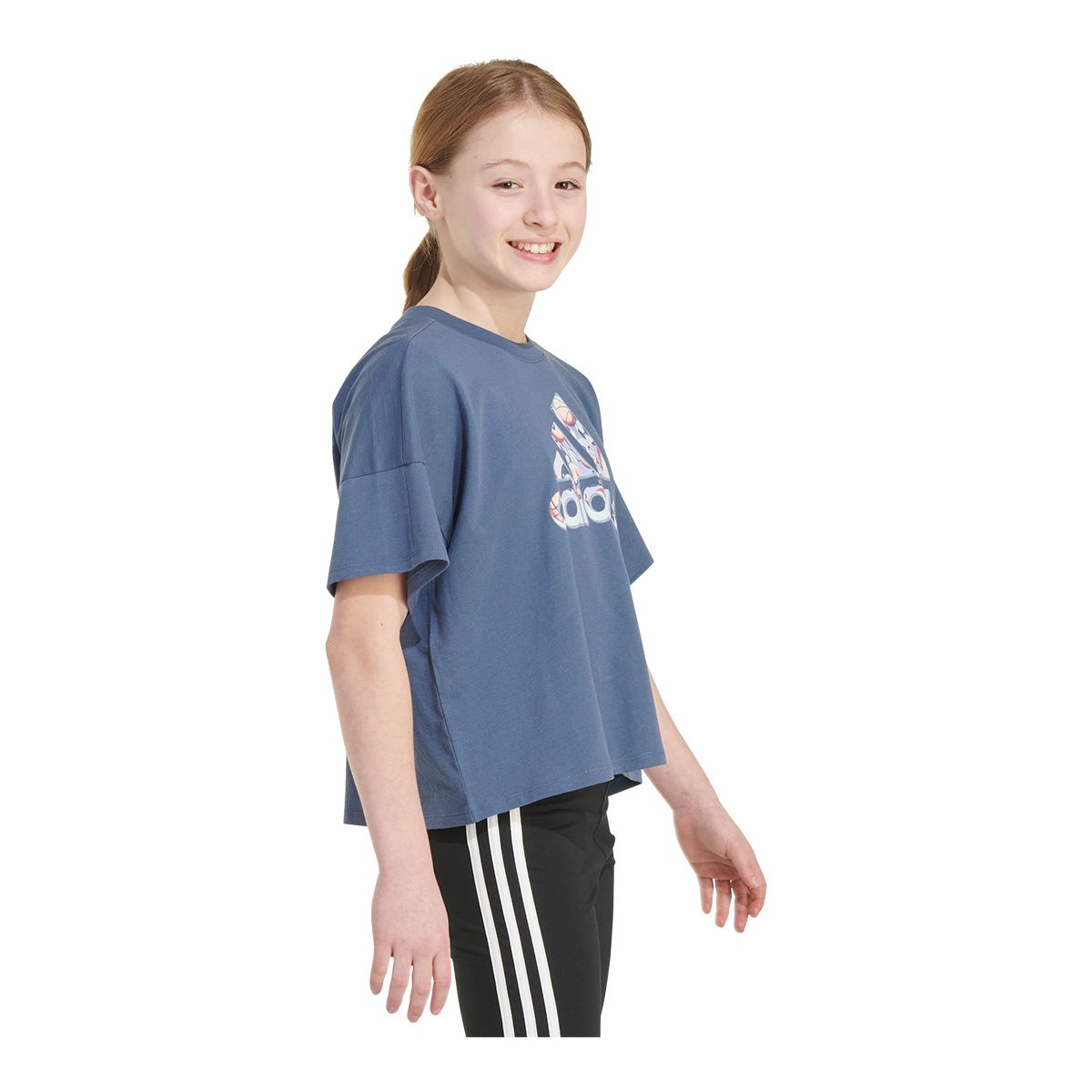adidas Girls' All Over Print Loose Boxed Graphic T Shirt