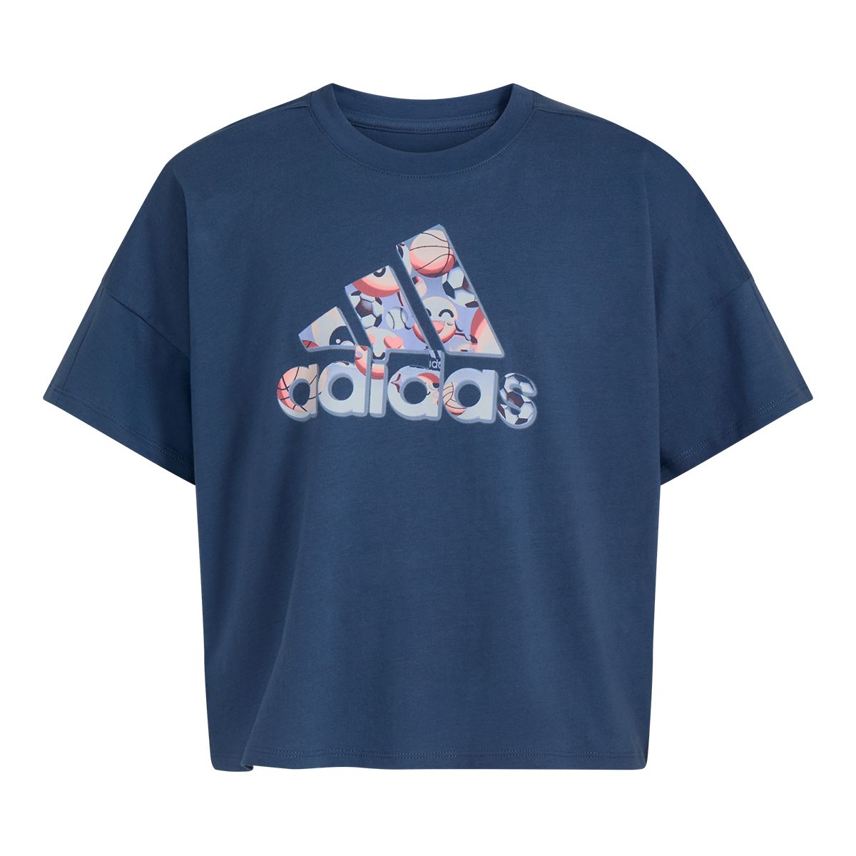 adidas Girls' All Over Print Loose Boxed Graphic T Shirt