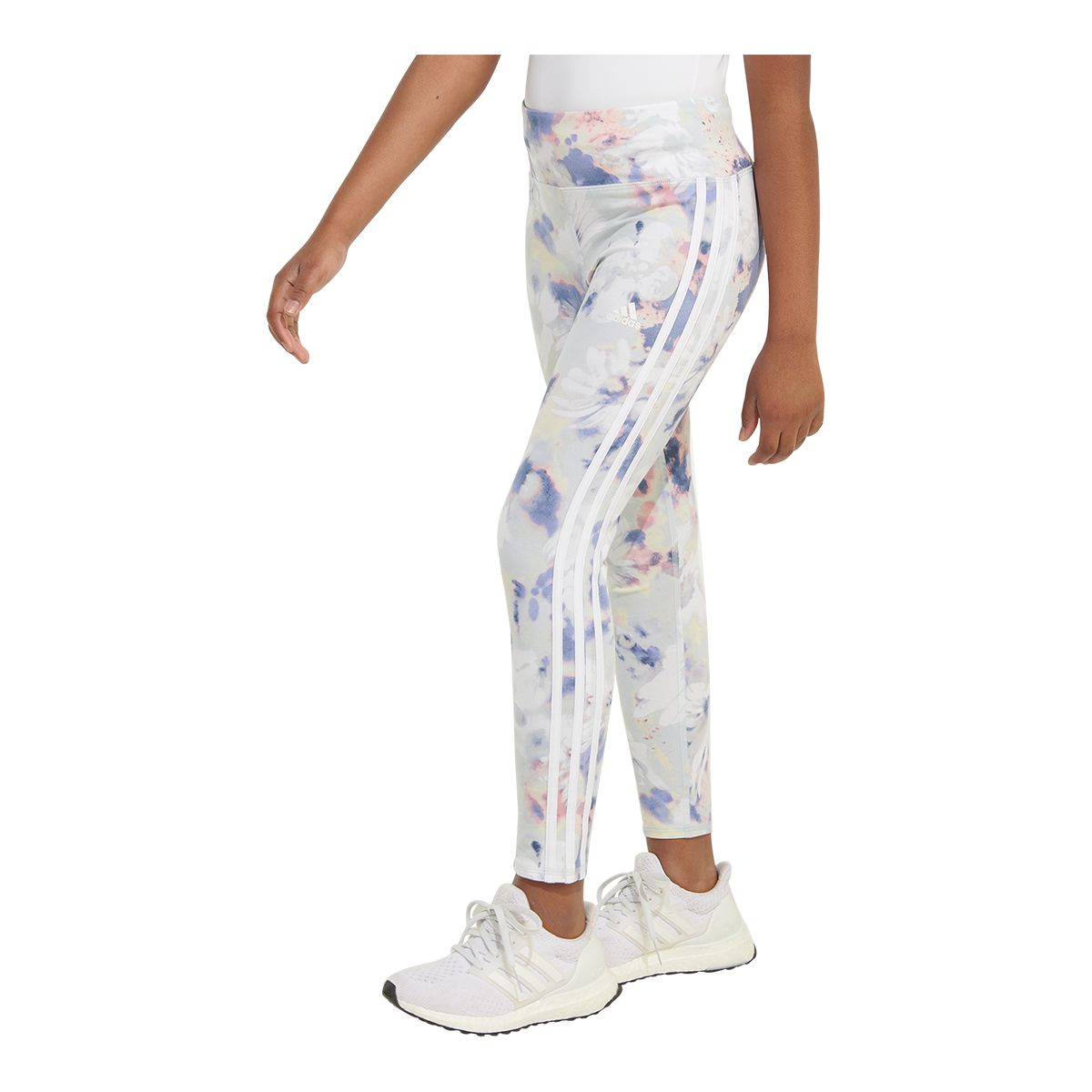 adidas Girls' 3-Stripe All Over Print Leggings