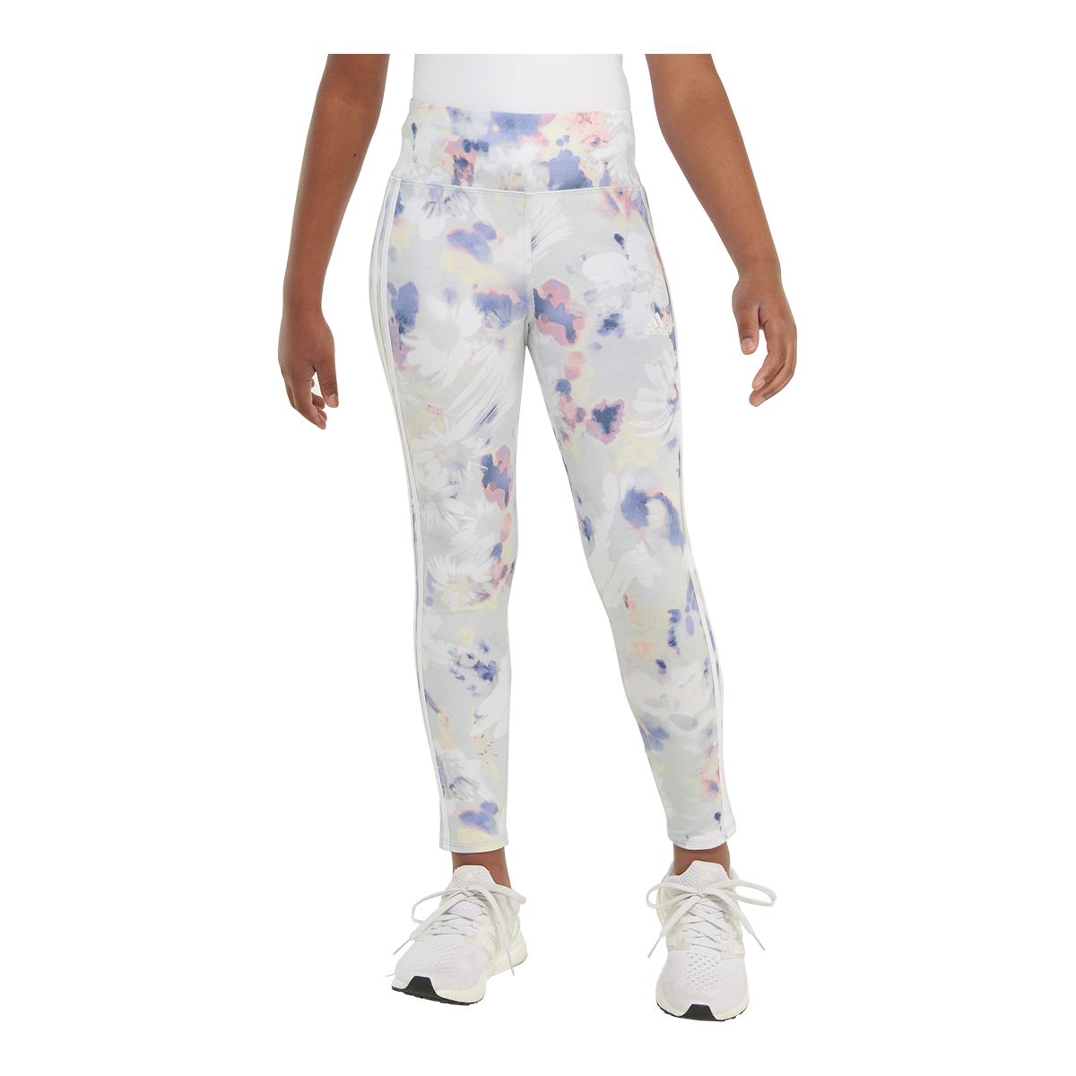 adidas Girls' 3-Stripe All Over Print Leggings