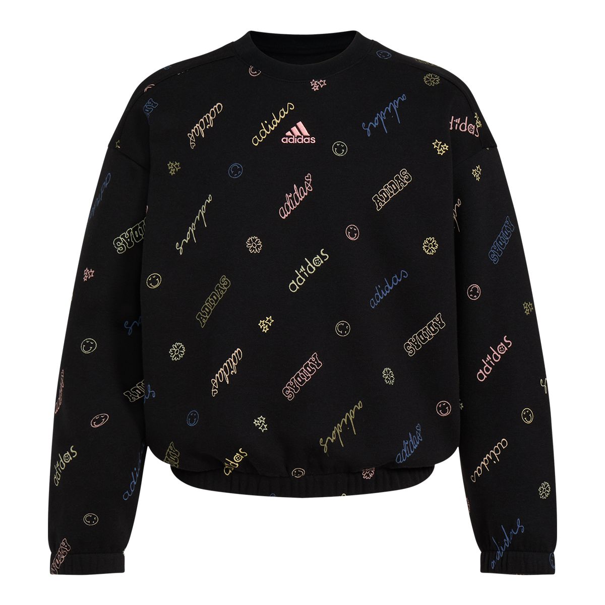 adidas Girls' All Over Print Crew Neck Top