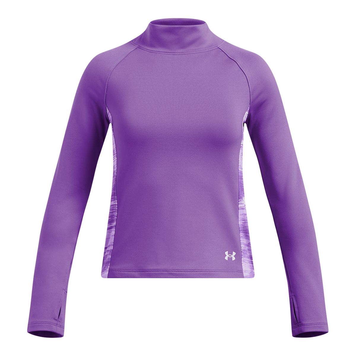 Under Armour Girls' CW Print Panel Mock Long Sleeve Baselayer Top