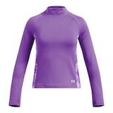 Under Armour Girls' CW Print Panel Mock Long Sleeve Baselayer Top Front_Flat
