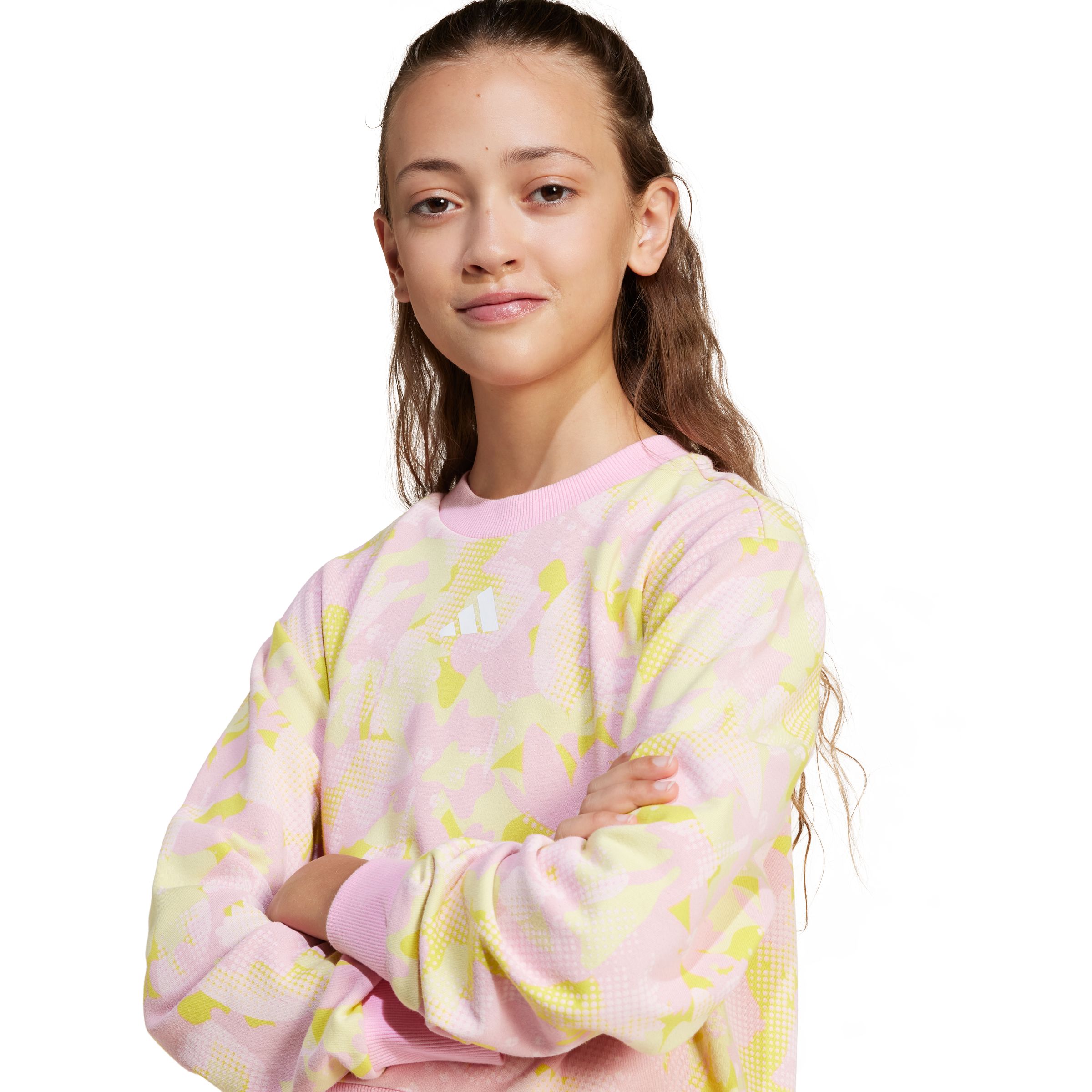 adidas Junior Girls' French Terry Flower Sweatshirt