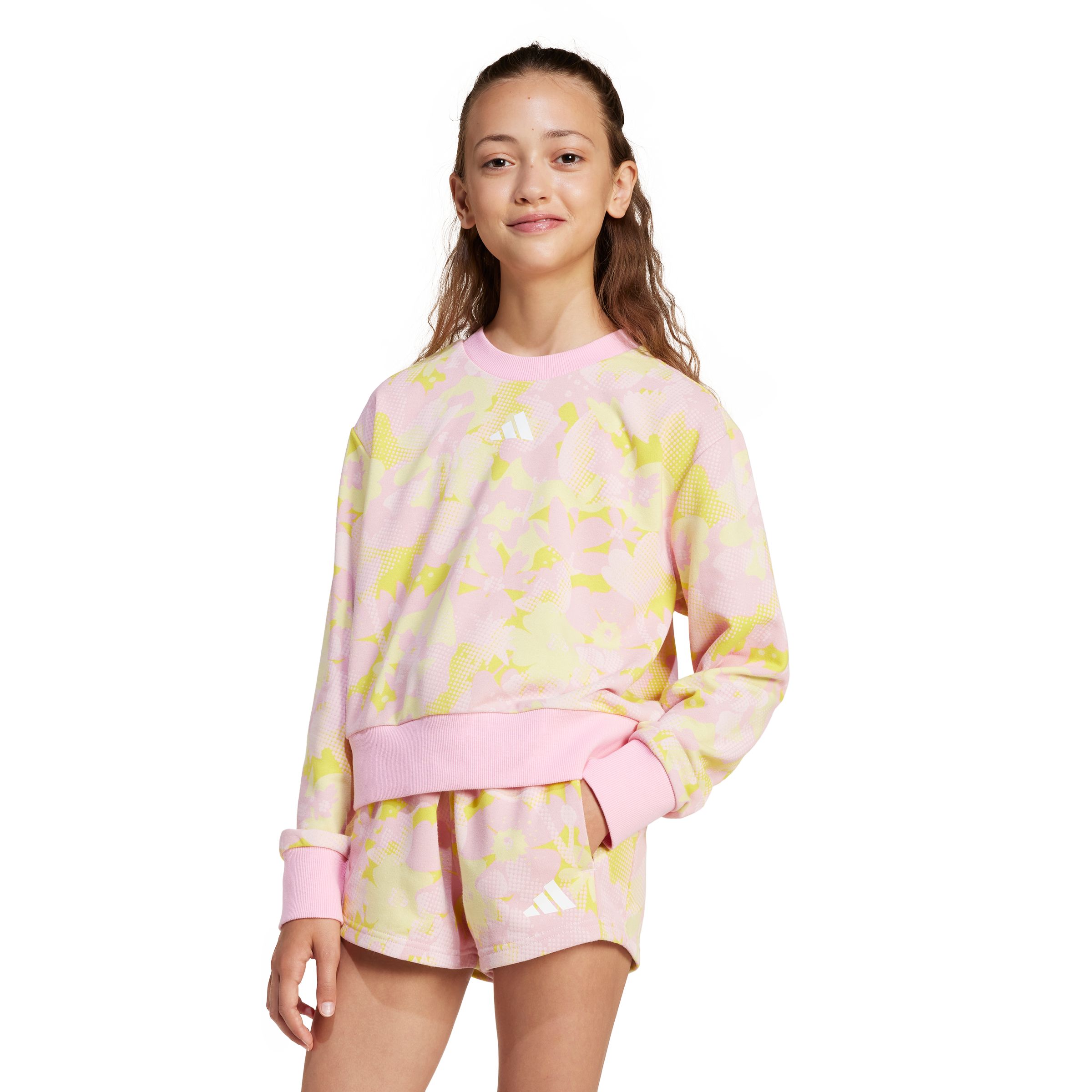 adidas Junior Girls' French Terry Flower Sweatshirt