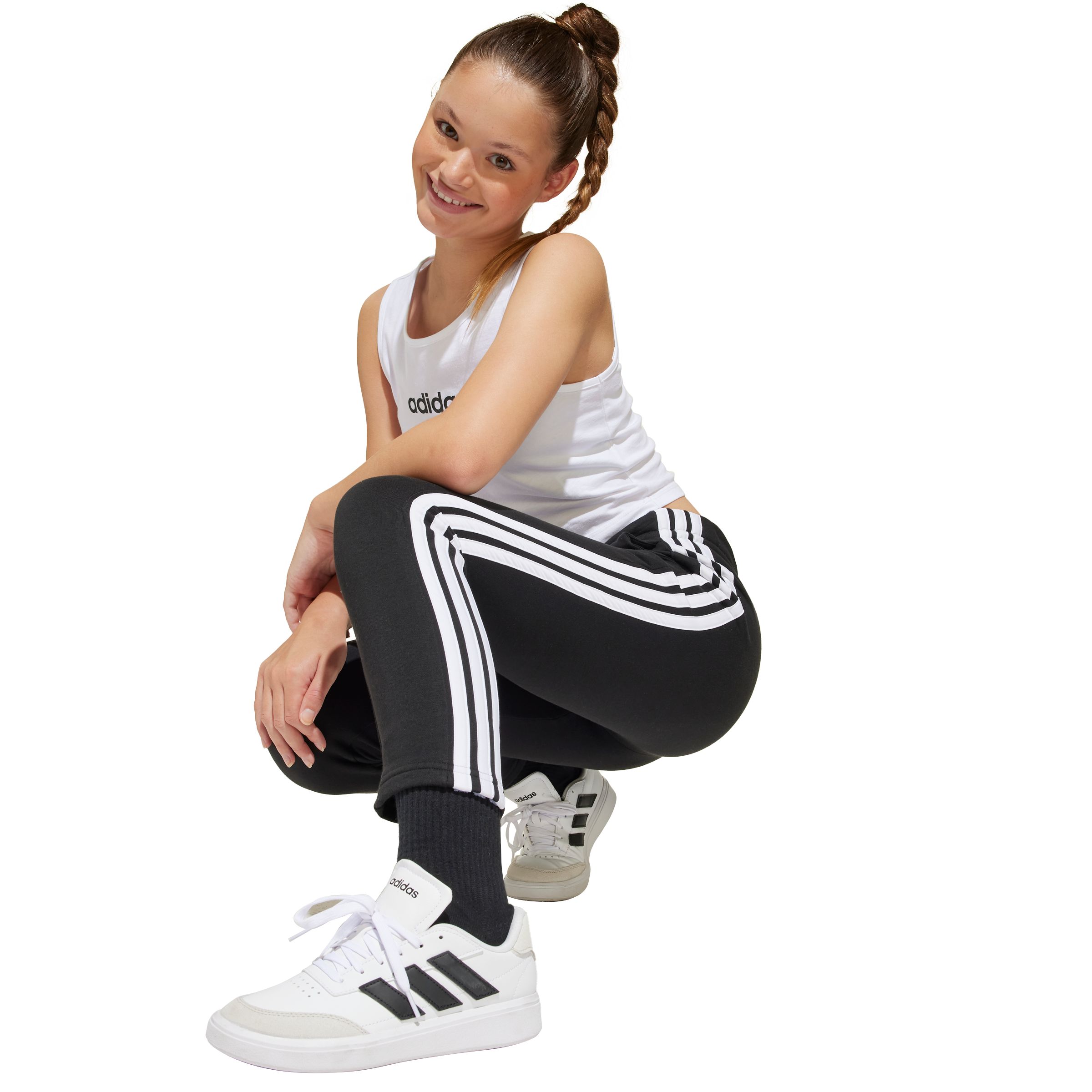 adidas Junior Girls' 3-Stripe French Terry Pants