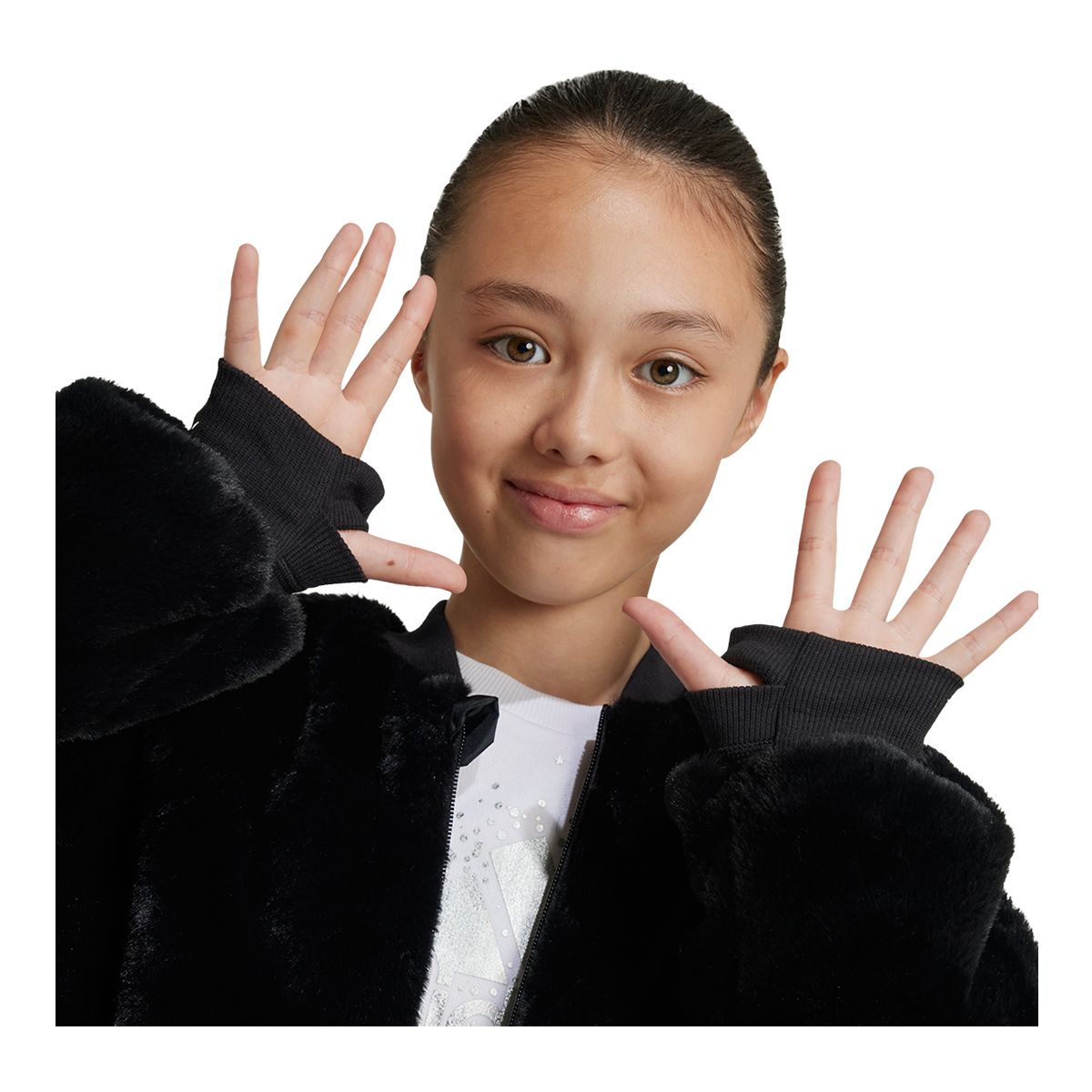 adidas Girls' Glam Fur Bomber Jacket