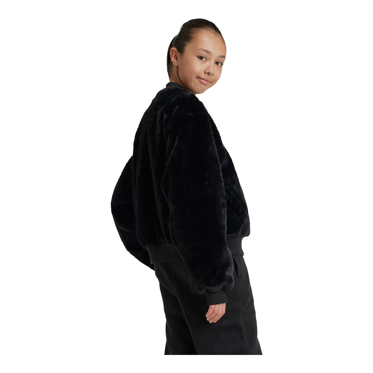 adidas Girls' Glam Fur Bomber Jacket