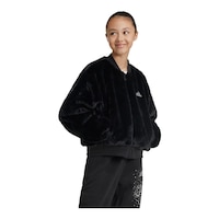 adidas Girls' Glam Fur Bomber Jacket Front_Three_Fourths_Angled_Right