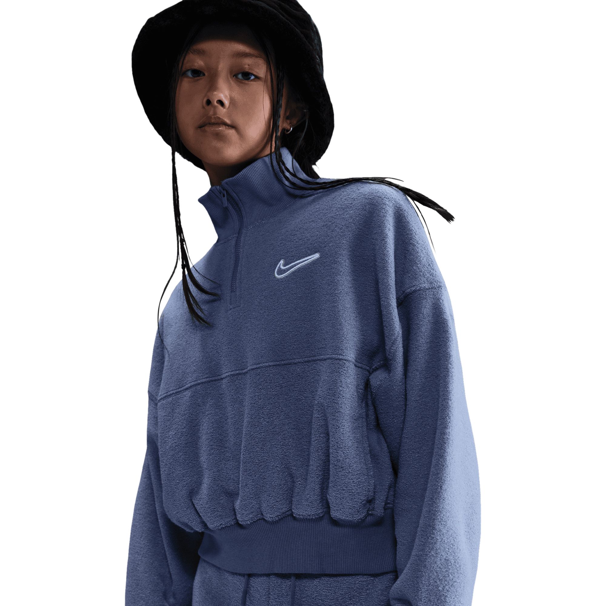 Nike Sportswear Girls' Cozy 1/4 Zip Long Sleeve Fleece Top