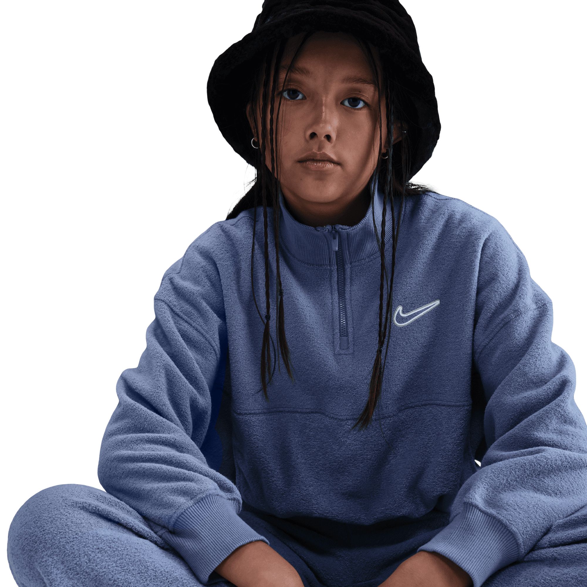 Nike Sportswear Girls' Cozy 1/4 Zip Long Sleeve Fleece Top