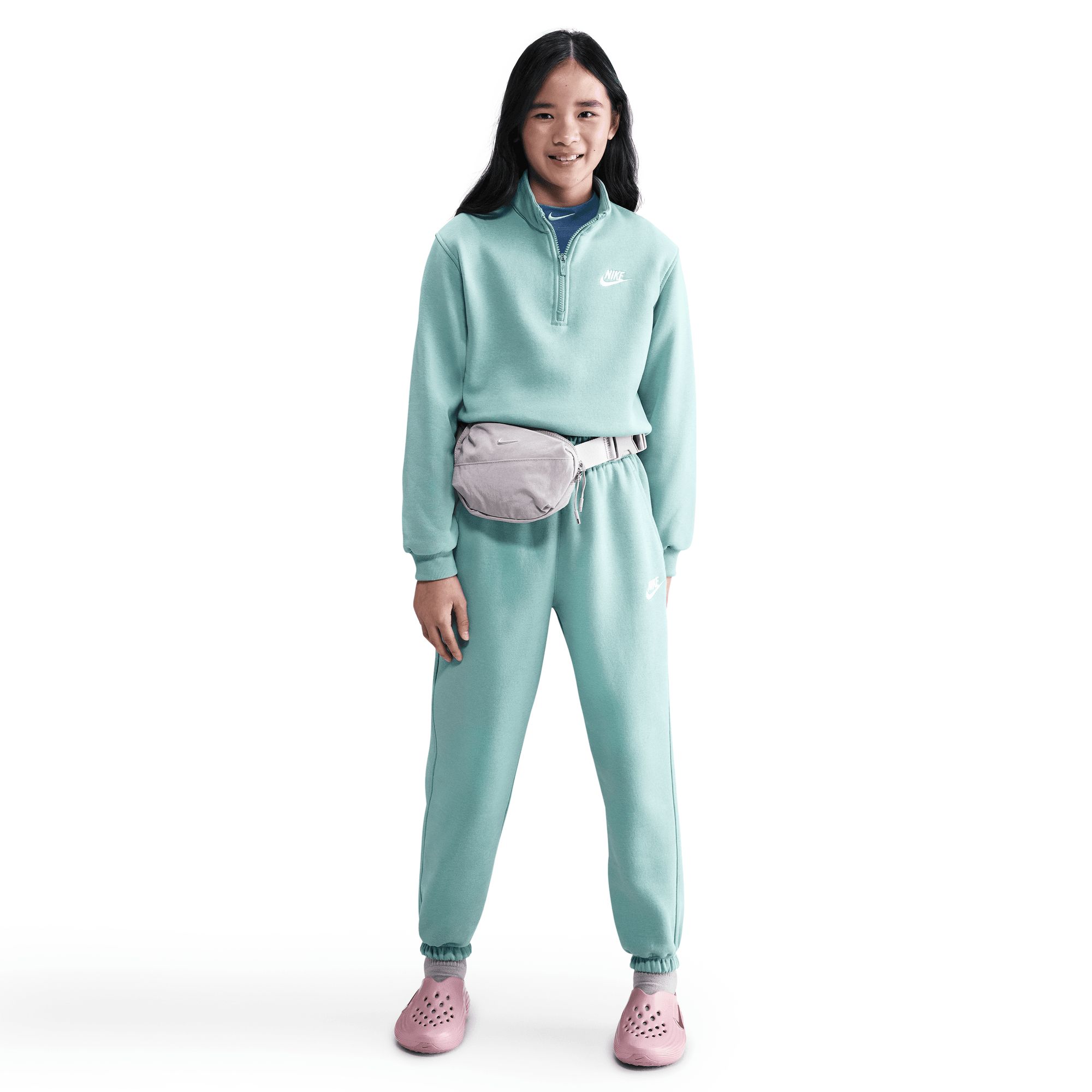 Nike Sportswear Girls' Club Fleece 1/2 Zip Long Sleeve Top