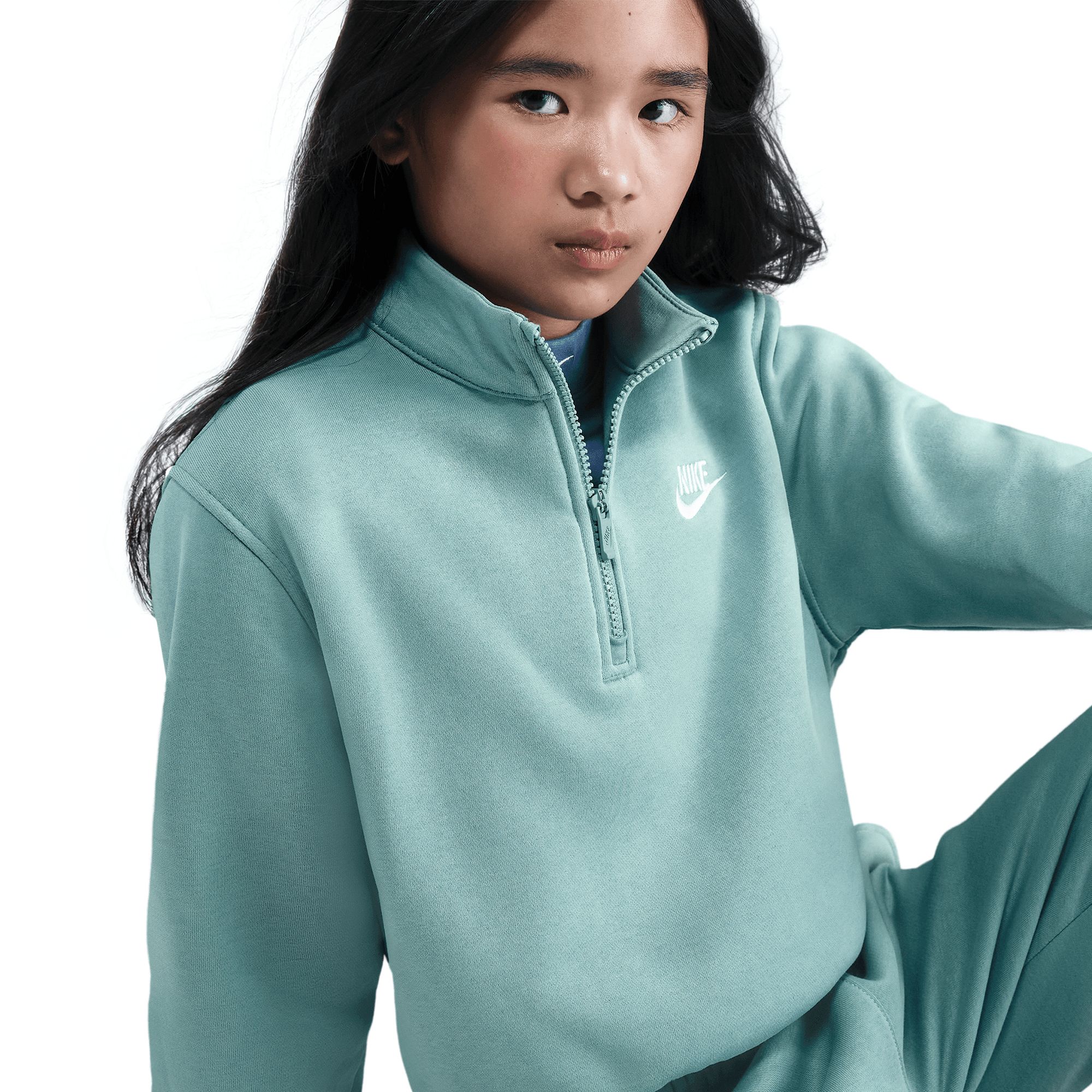 Nike Sportswear Girls' Club Fleece 1/2 Zip Long Sleeve Top
