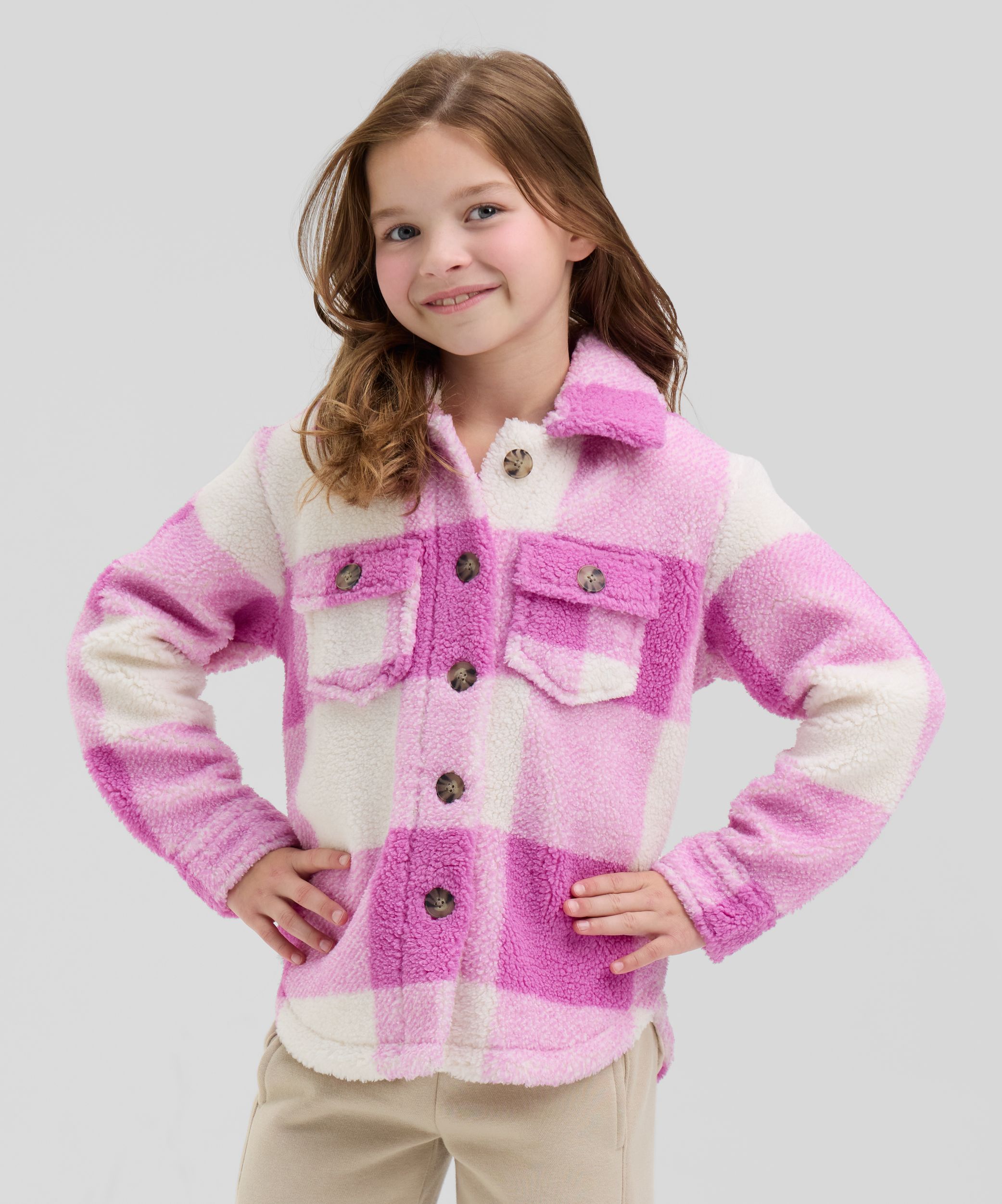 Ripzone Kids' Alessia Buffalo Plaid Fleece Hooded Shirt