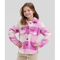 Ripzone Kids' Alessia Buffalo Plaid Fleece Hooded Shirt