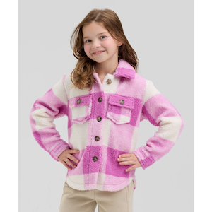 Ripzone Kids' Alessia Buffalo Plaid Fleece Hooded Shirt