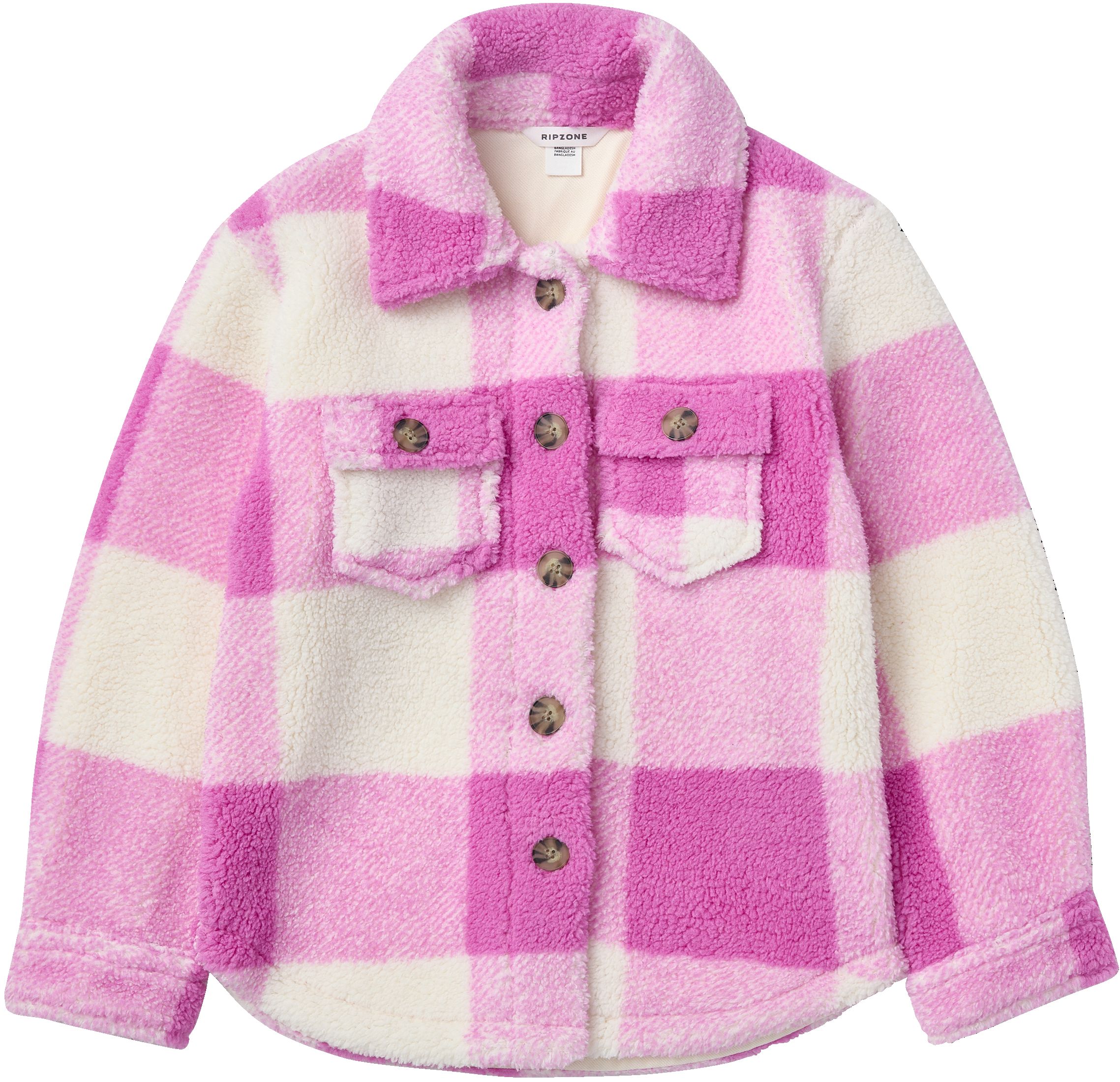 Ripzone Kids' Alessia Buffalo Plaid Fleece Hooded Shirt