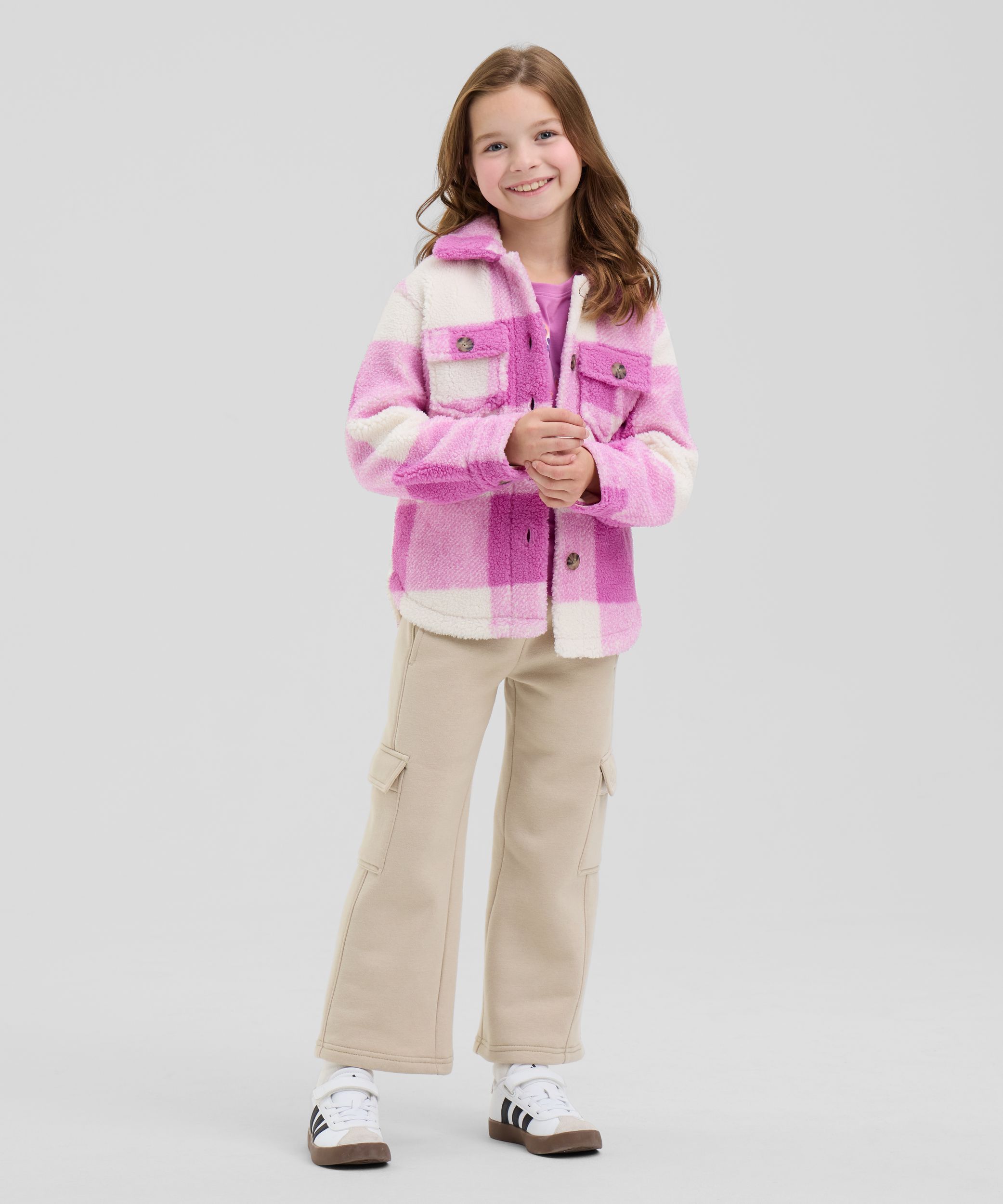 Ripzone Kids' Alessia Buffalo Plaid Fleece Hooded Shirt