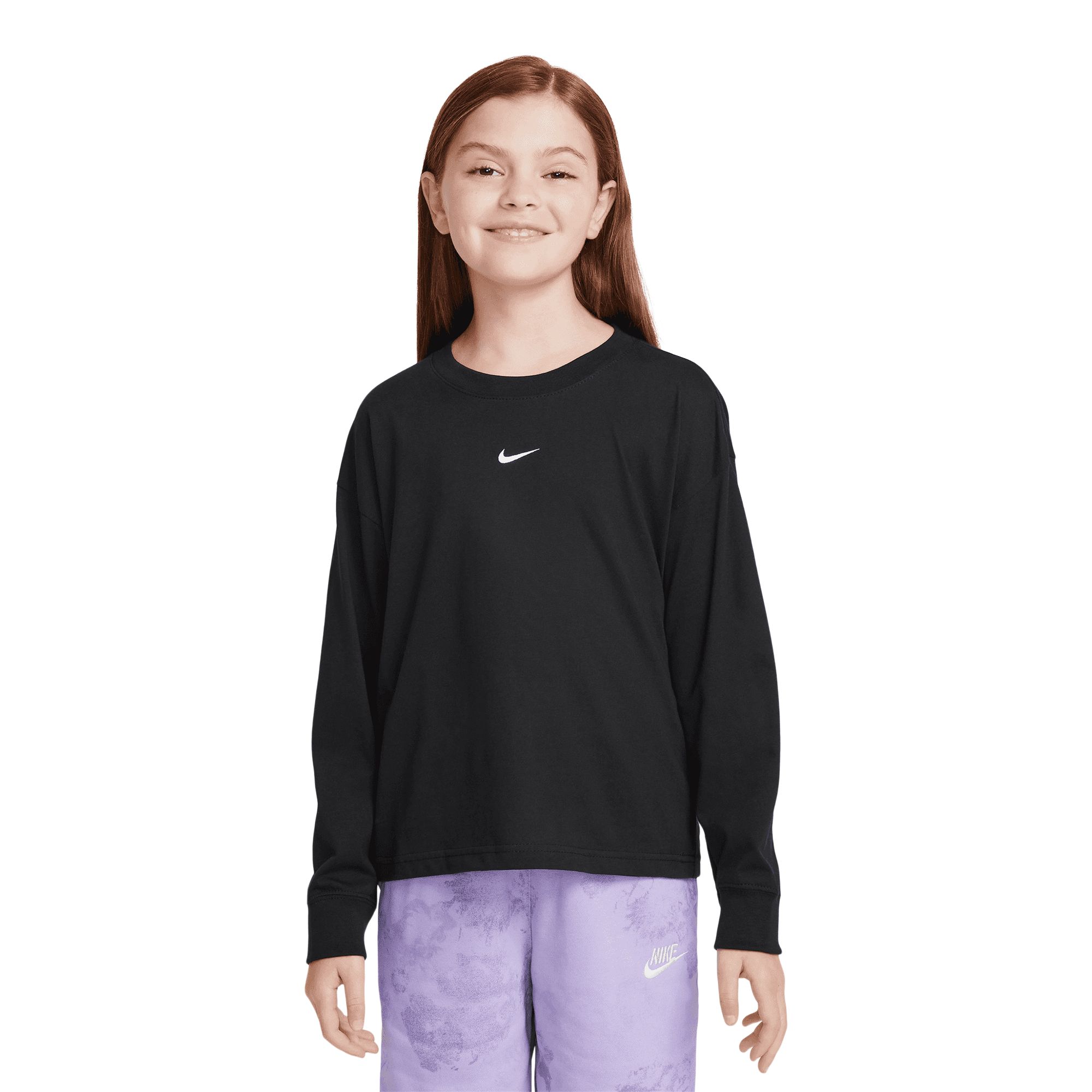 Nike Sportswear Girls' Essential Low Brand Read Long Sleeve T-Shirt
