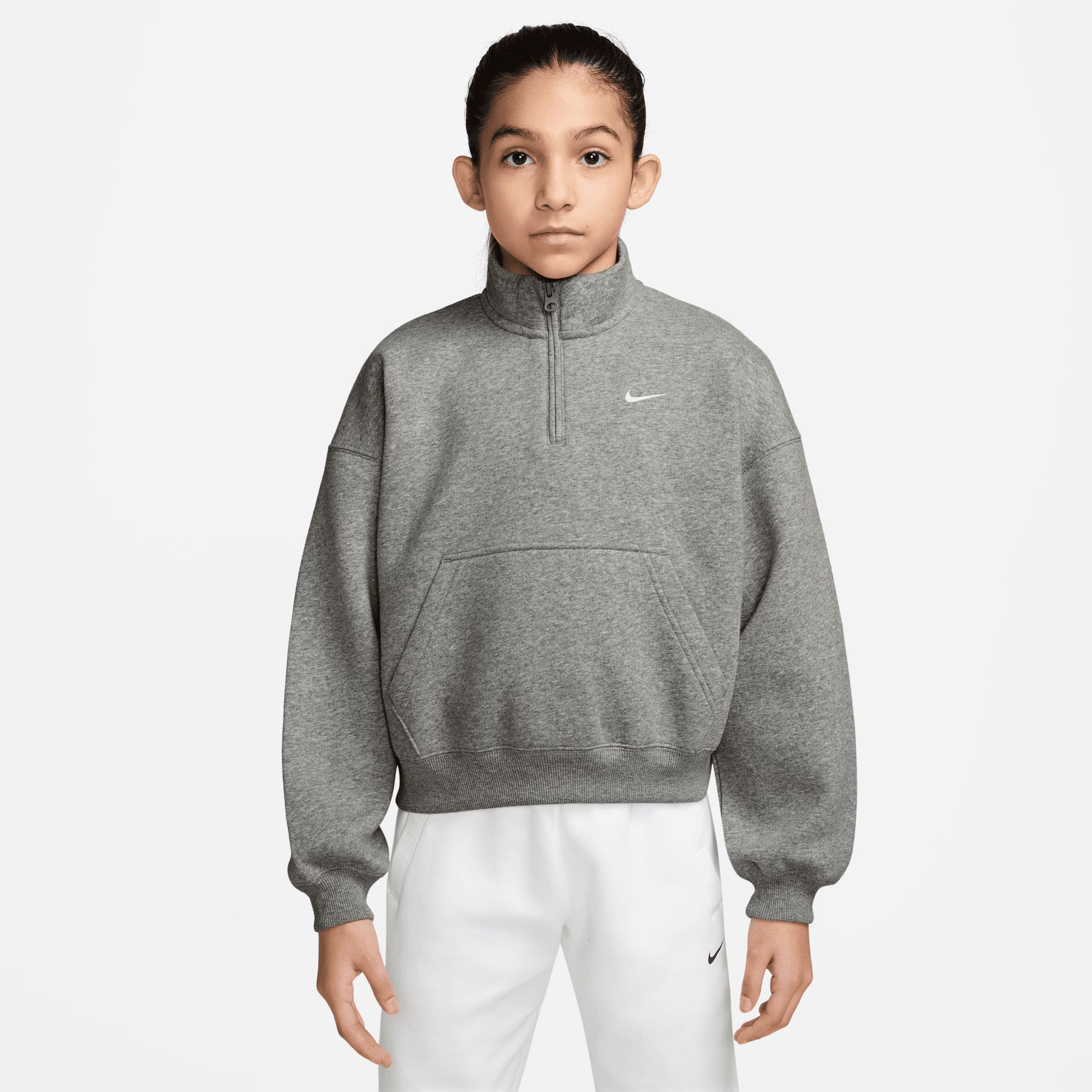 Nike Sportswear Girls' Studio 1/4 Zip Long Sleeve Fleece Top