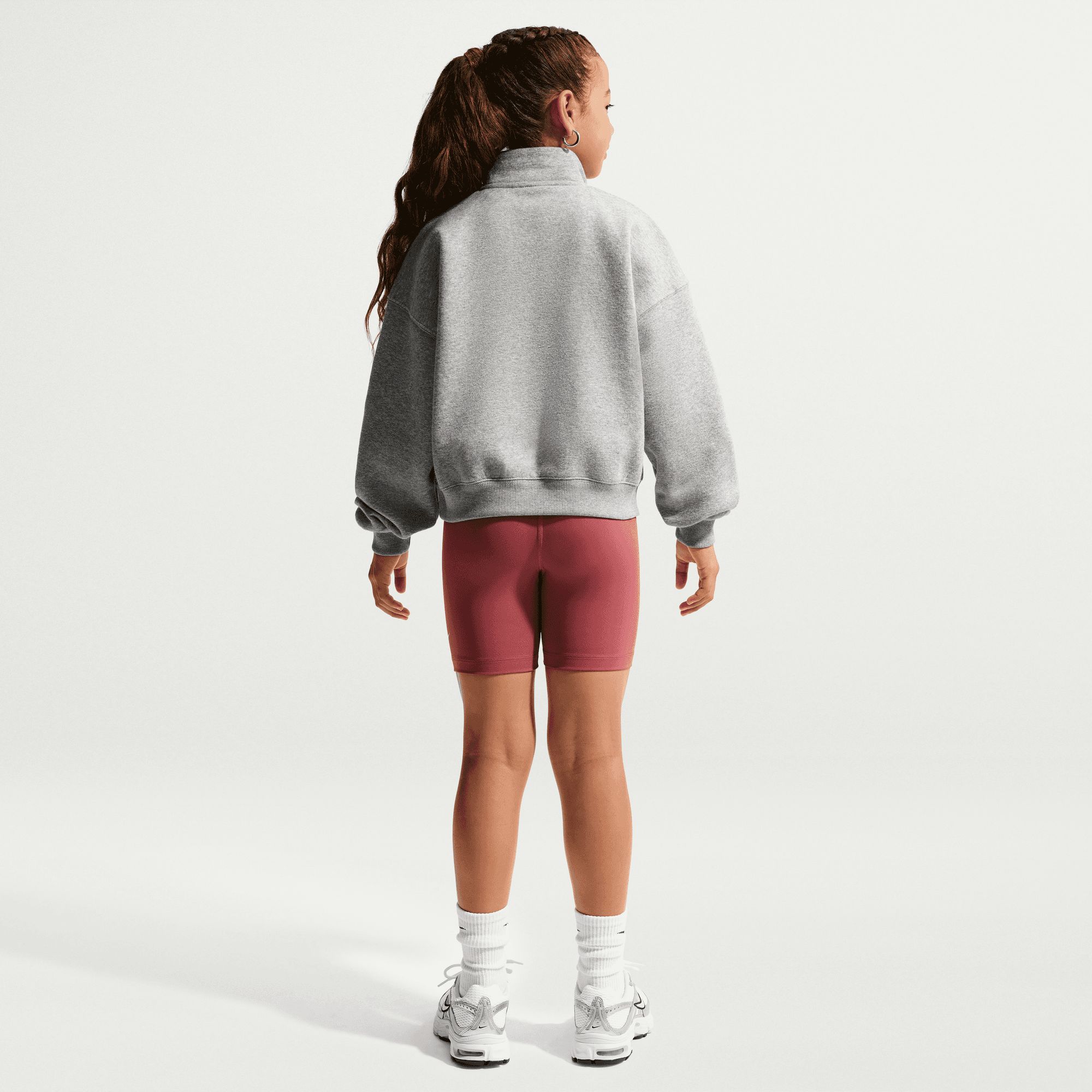 Nike Sportswear Girls' Studio 1/4 Zip Long Sleeve Fleece Top