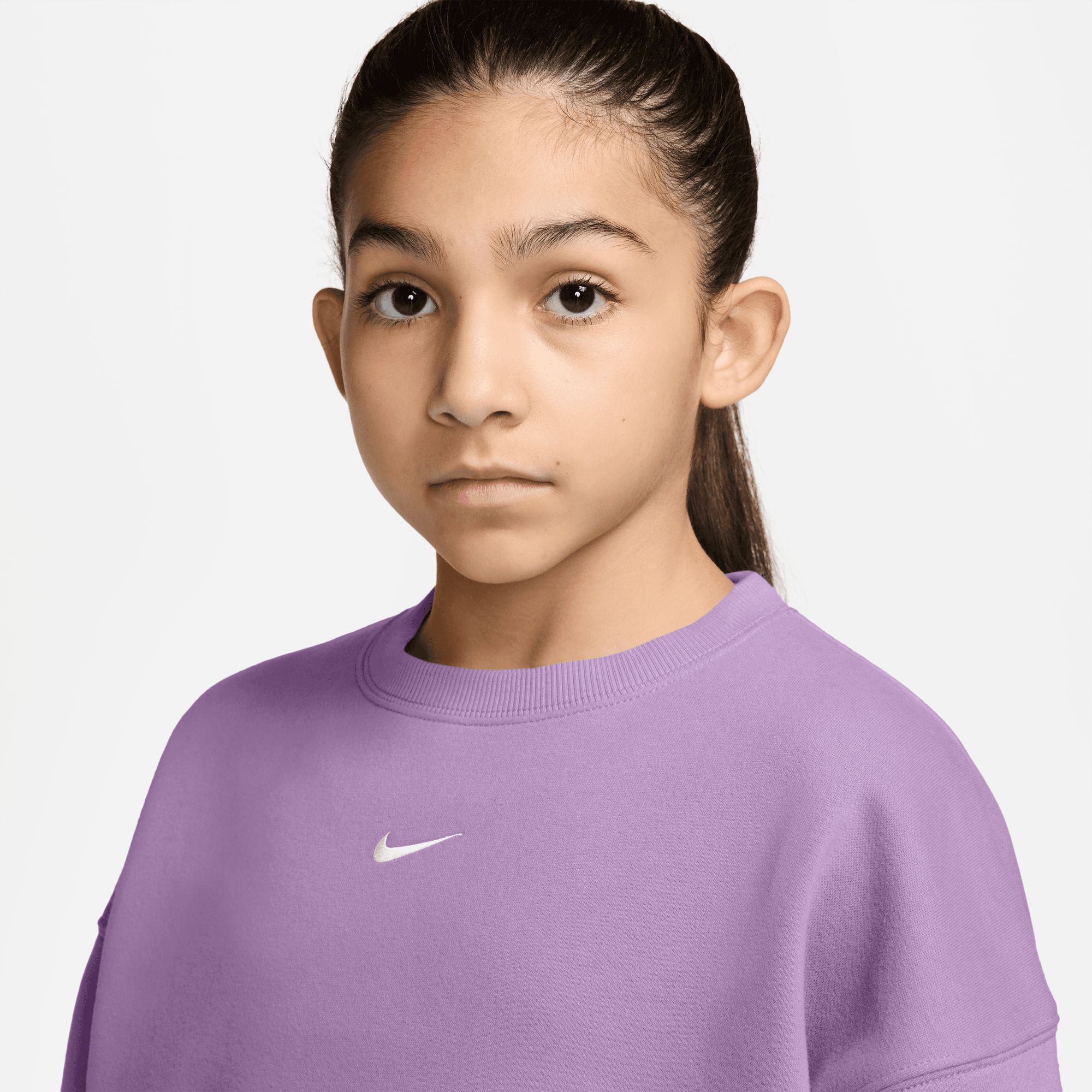 Nike Sportswear Girls' Studio Fleece Boxy Low Brand Read Oversized Top