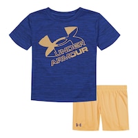 Under Armour Toddler Boys' 4-7 Linear Big Logo T Shirt And Short Set Front_Flat
