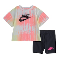 Nike Toddler Girls' 4-6X Boxy T Shirt and Bike Shorts Set Front_Flat