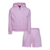 Nike Toddler Girls' 4-6X Club Fleece Full Zip Shorts Set Front_Flat