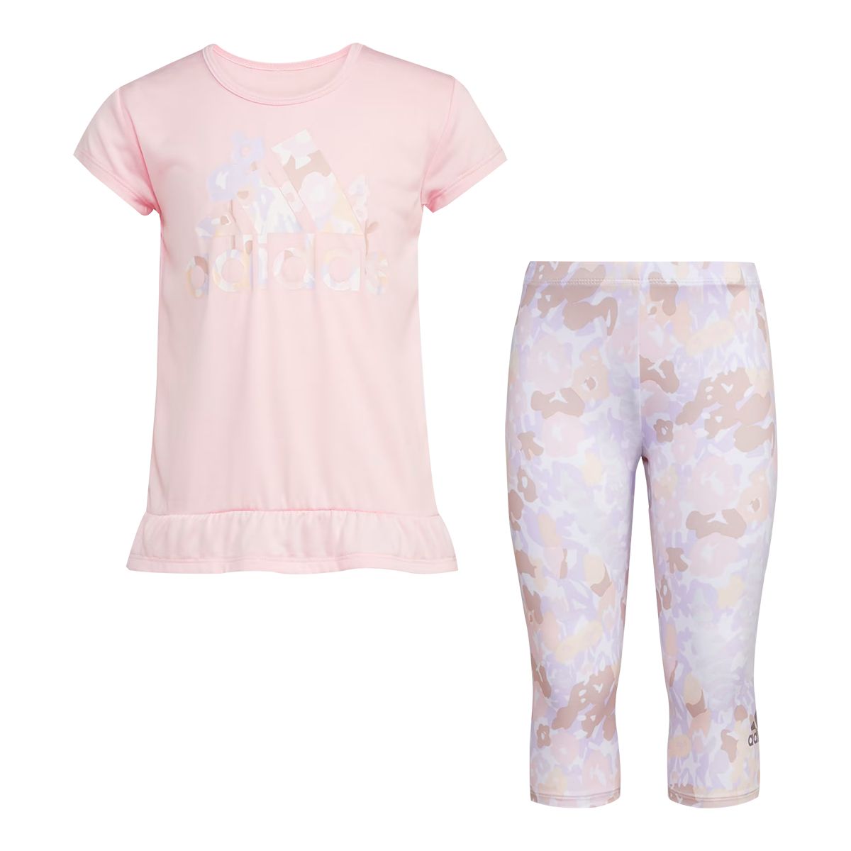 adidas Toddler Girls' 2-6X Melange All Over Print T Shirt And Capri Set