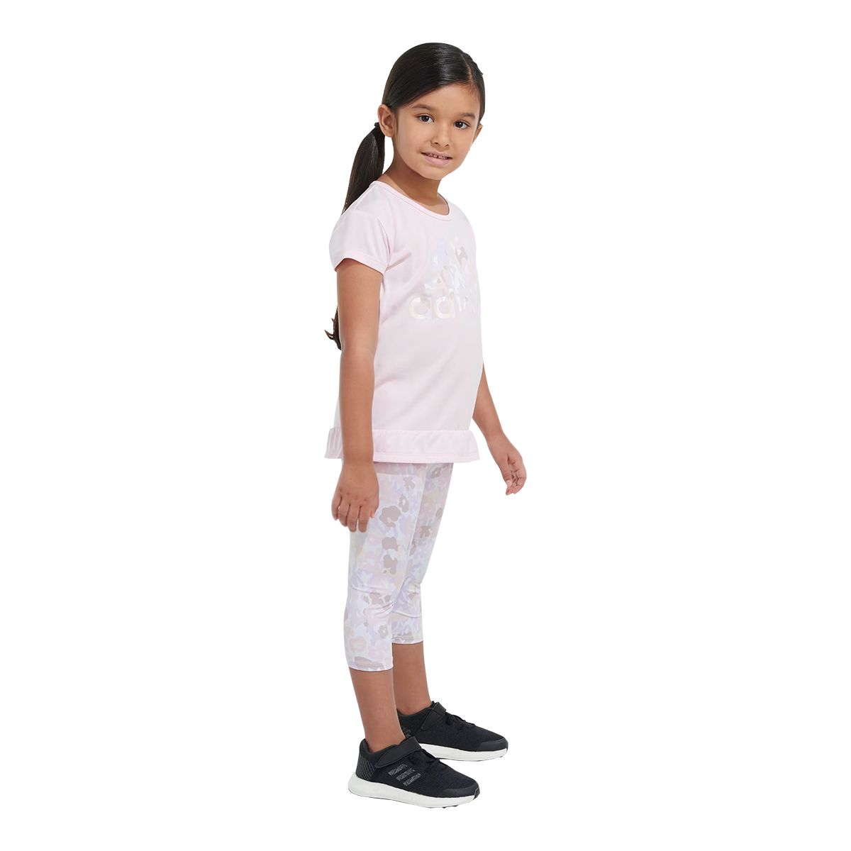adidas Toddler Girls' 2-6X Melange All Over Print T Shirt And Capri Set