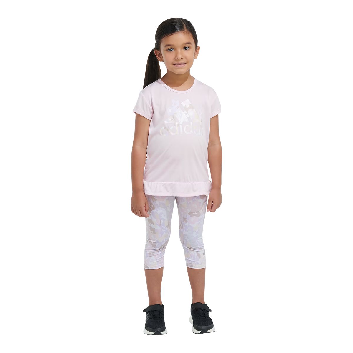 adidas Toddler Girls' 2-6X Melange All Over Print T Shirt And Capri Set