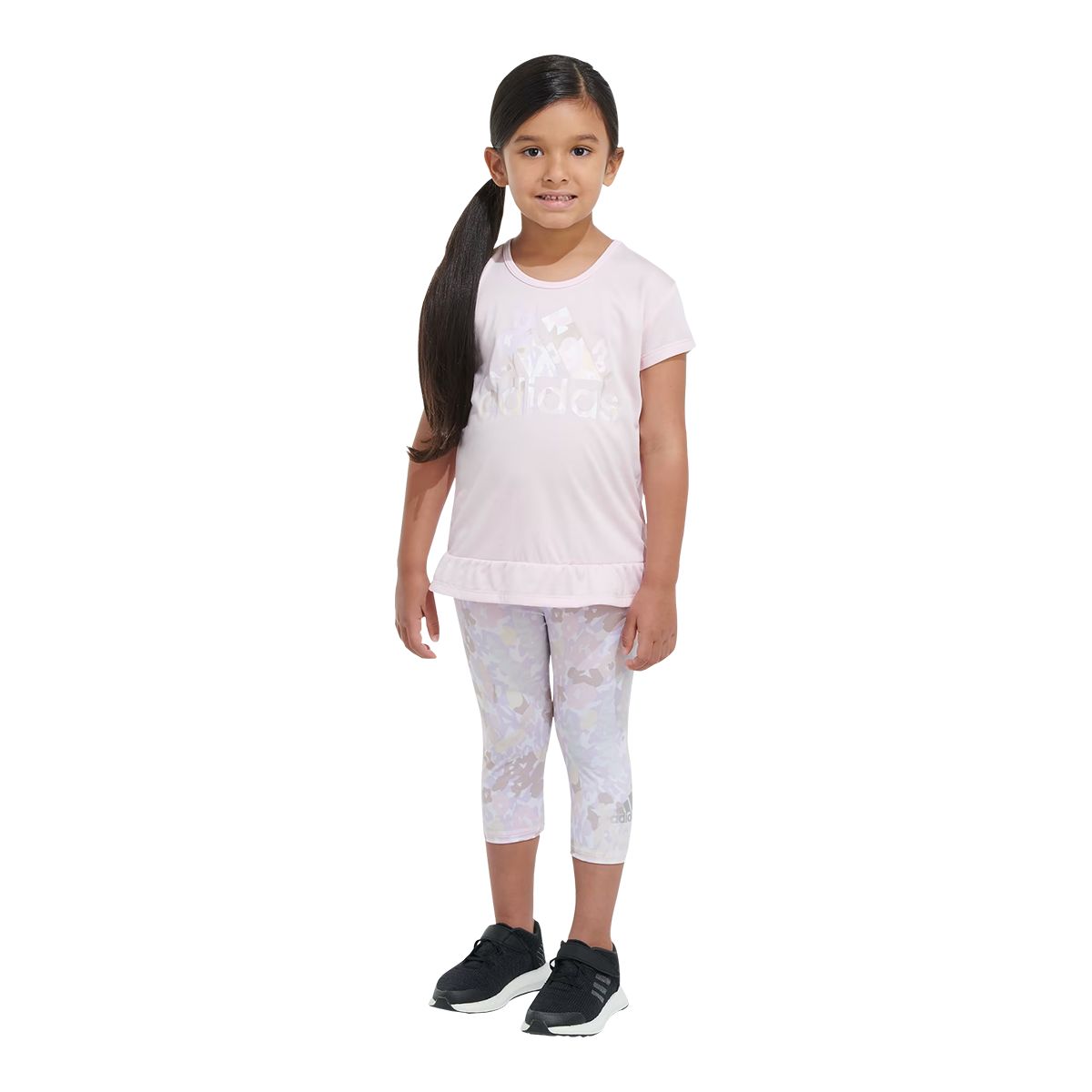 adidas Toddler Girls' 2-6X Melange All Over Print T Shirt And Capri Set