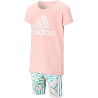adidas Toddler Girls' 2-6X All Over Print Pleat And Bike Shorts Set Front_Angled_Left