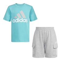 adidas Toddler Boys' 2-7 French Terry Cargo Shorts And T Shirt Set Front_Flat
