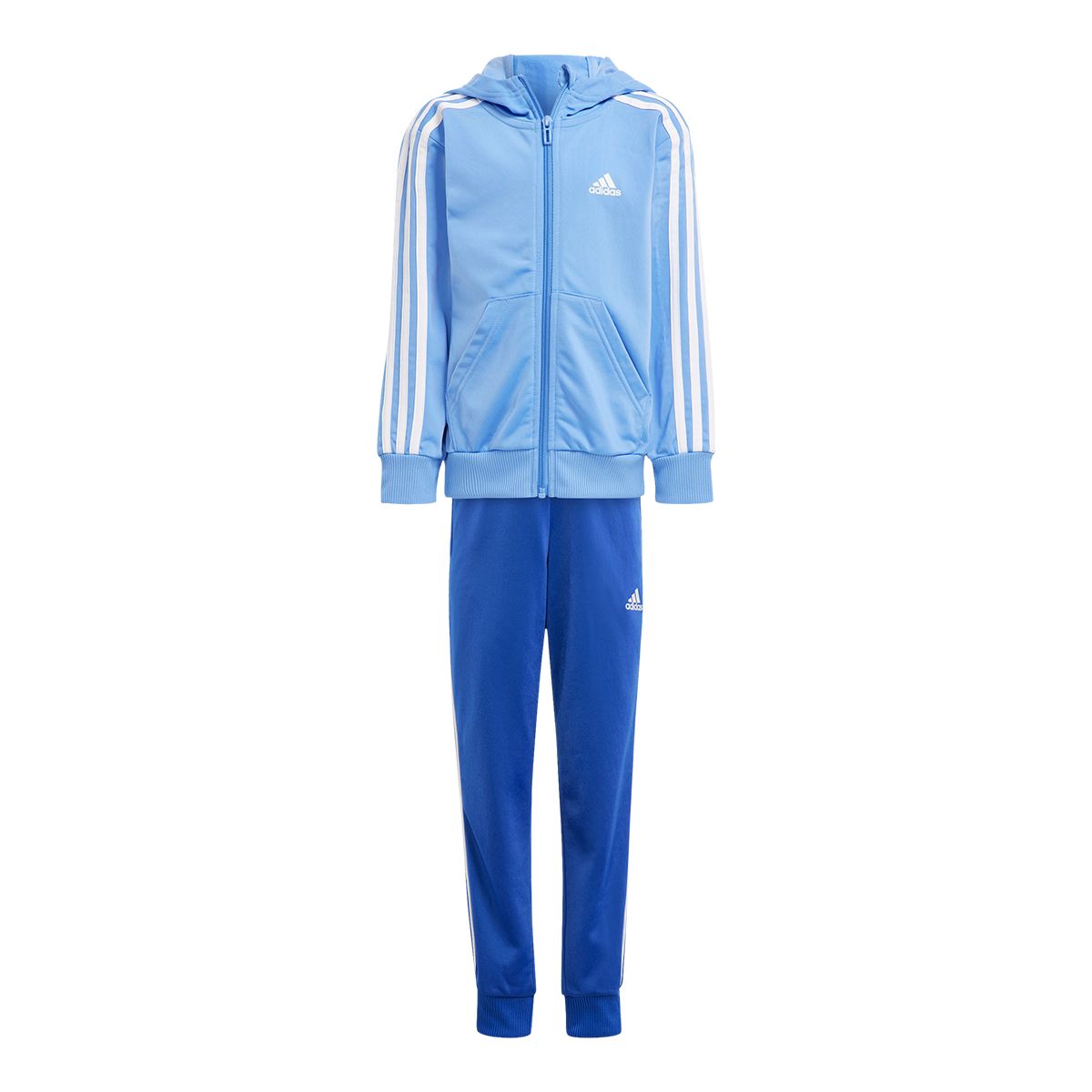 adidas Kids' 3-Stripe Colour Block Shiny Tracksuit Set