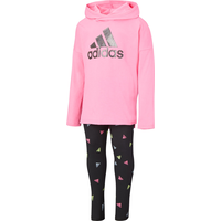 adidas Toddler Girls' 2-6X All Over Print Hooded Long Sleeve T Shirt Set Front_Angled_Left