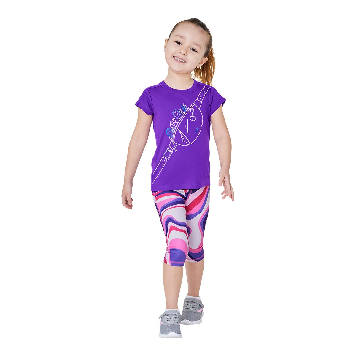 FWD Kids' Toddler Girls' 2-6 Reversible Crop Leggings, Casual, Stretch
