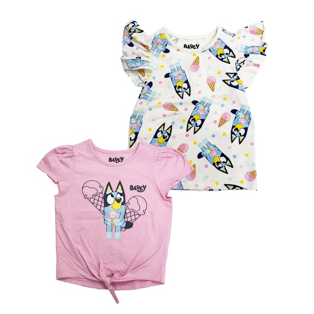 Character Toddler Girls' 2-6X Ice Cream Bluey T Shirt - 2 Pack