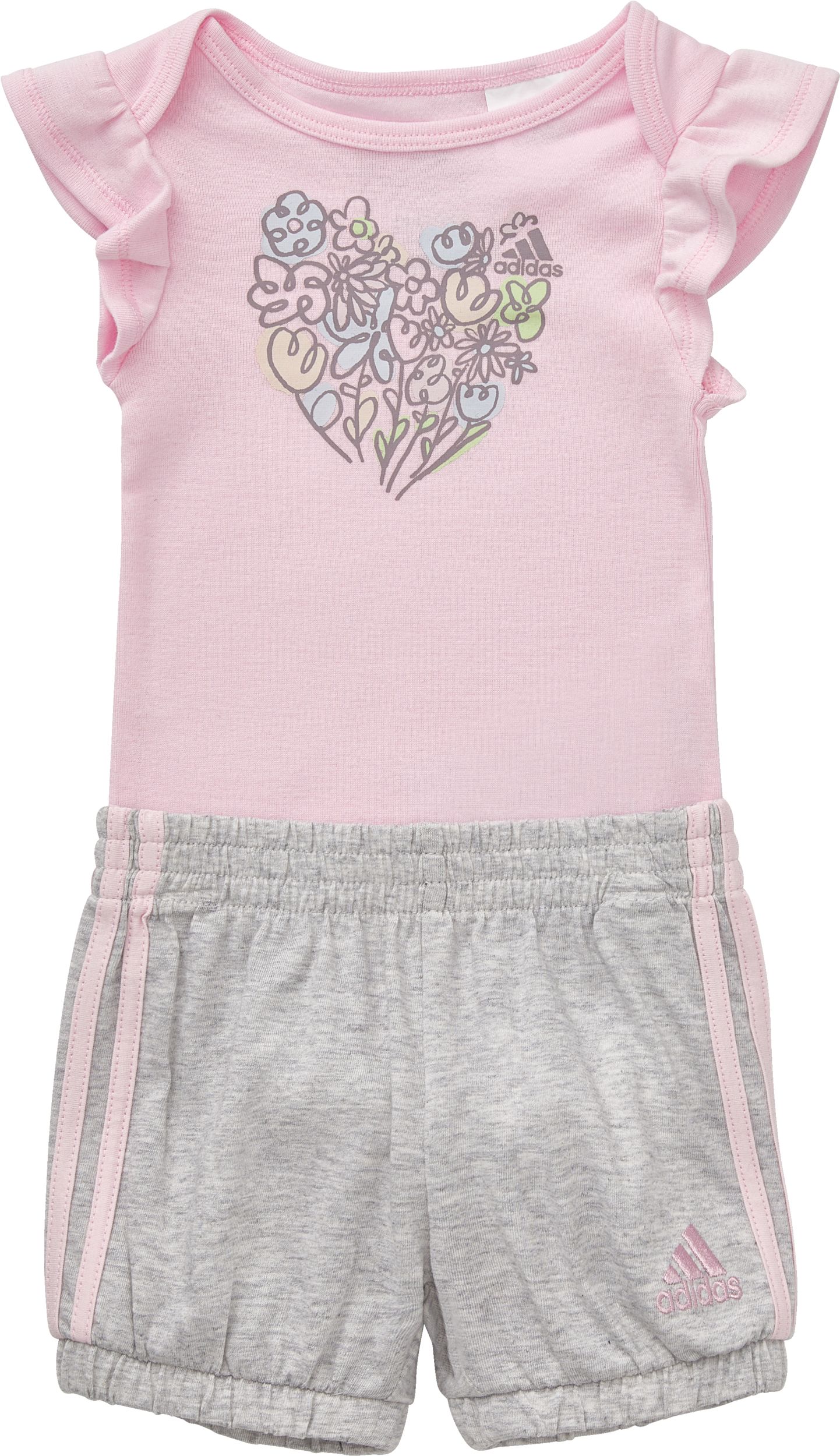adidas Infant Girls' Ruffle Bodyshirt Short Set