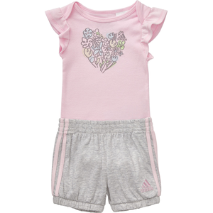 adidas Infant Girls' Ruffle Bodyshirt Short Set