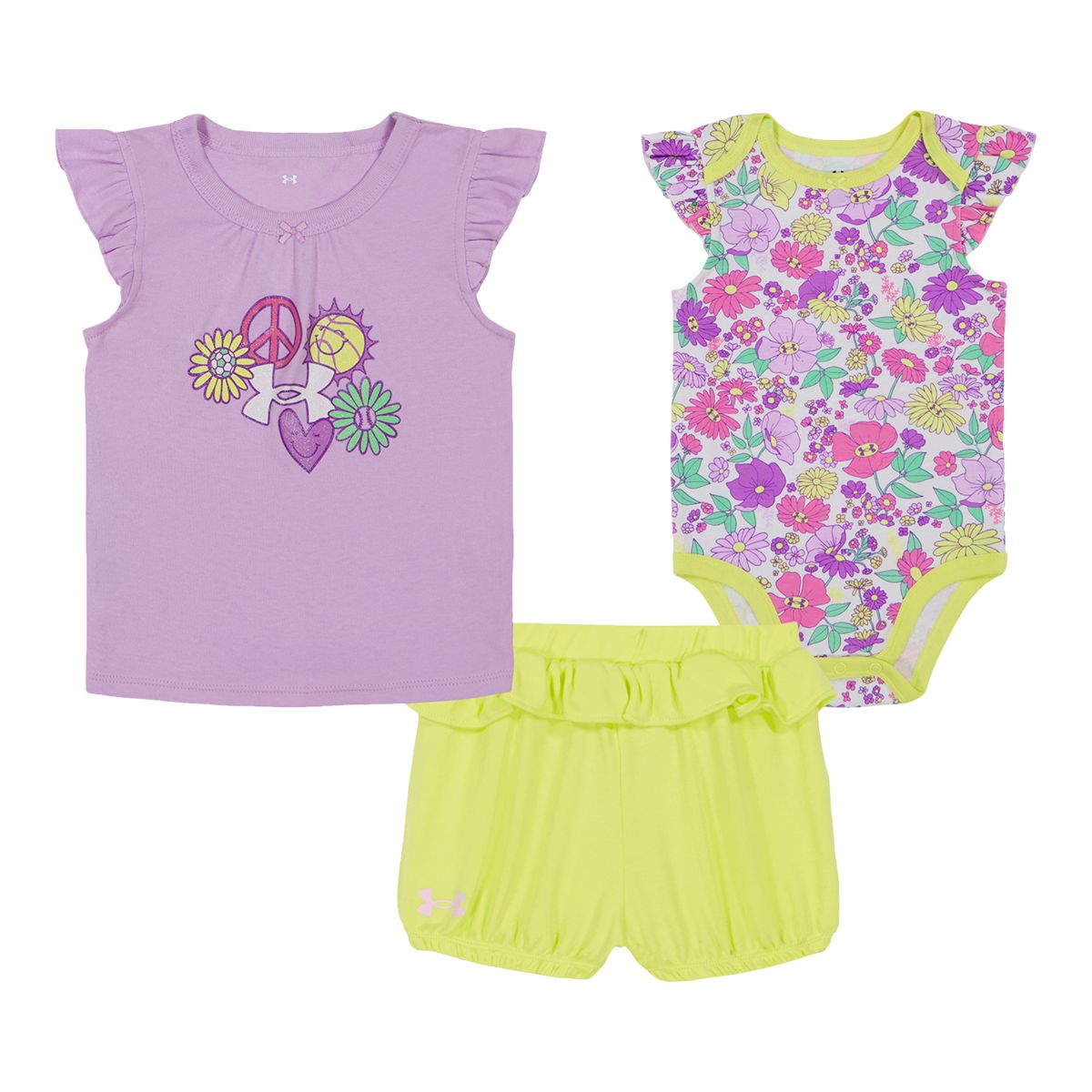 Under Armour Infant Girls' Daisy 3 Piece Shorts Set