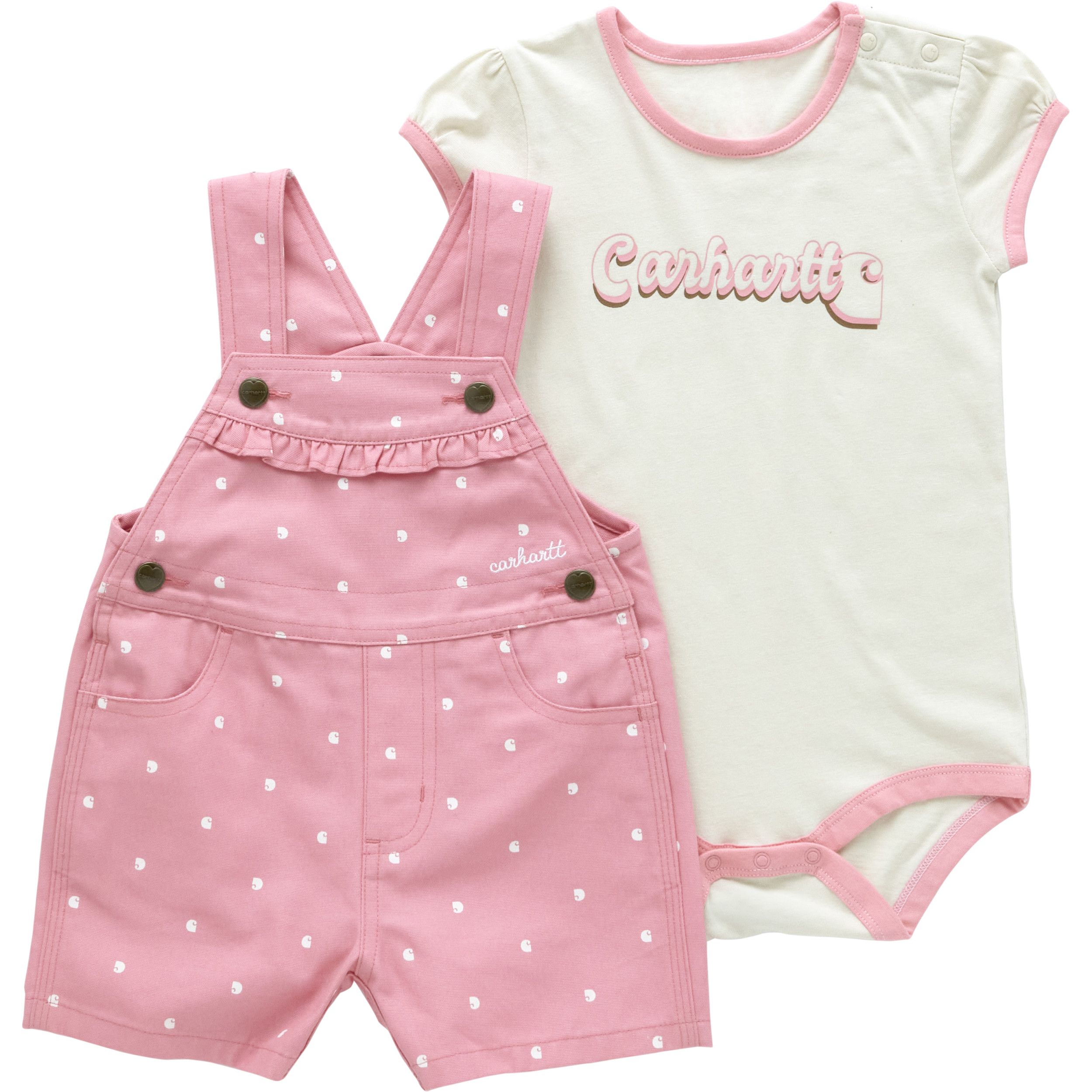 Carhartt Infant Girls' 12-24m Canvas Shortall Set